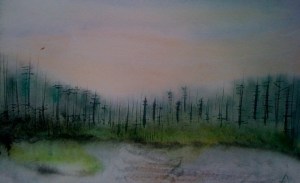 André Clouâtre, Lac Bourré 1, Aquarelle, 28 x 38 cm, 11 x15 po, 2011