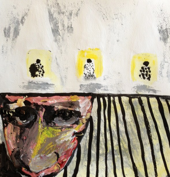 André Clouâtre, Content de moi, Gouache , 38 x 38 cm (15 x 15 po,), 2013