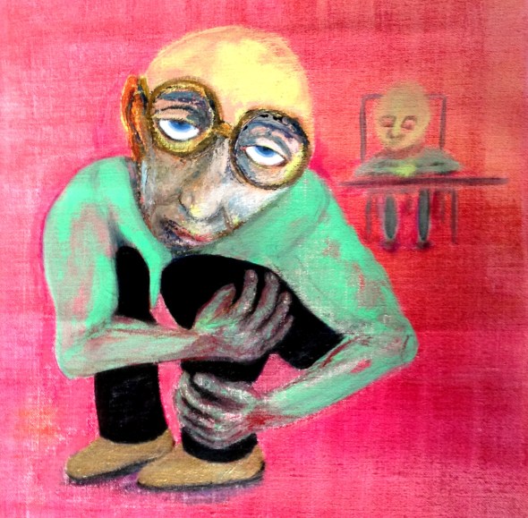 André Clouâtre, Le juge, Acrylique sur toile, 97 x 97 cm, 38 x 38 po, 2013