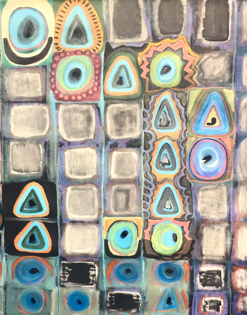 André Clouâtre, Convois de carrés, Acrylique, 42’’x42’’, 2017